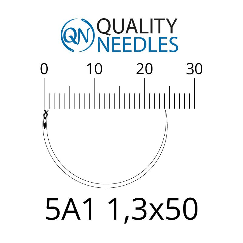 Голки хірургічні колючі, 5/8, пружинне вушко, розмір 1,3х50 мм, 10 шт.